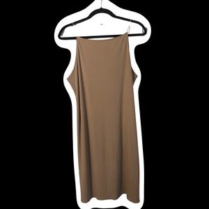 H&M NUDE BASIC MIDI DRESS  WITH RIBBED MATERIAL IN SIZE L